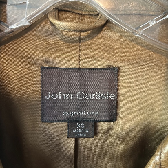 Carlisle Women's Tan Leather Belted Jacket - Picture 2 of 3